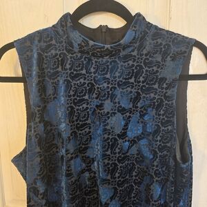 Chico's Elegant Blue and Black Velvet Midi Dress